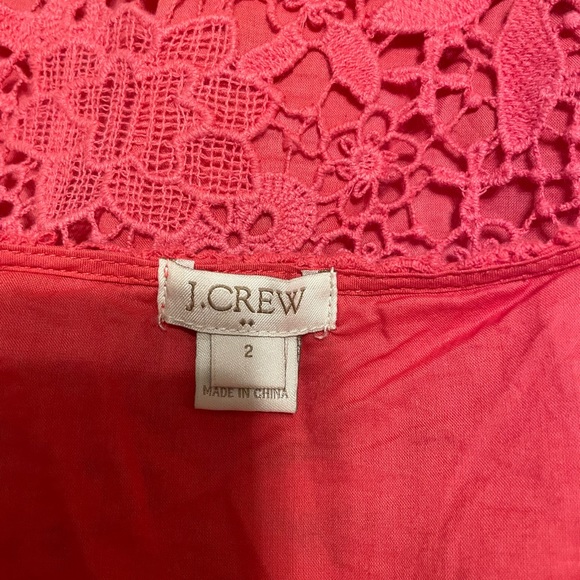 J. Crew Coral Floral Crochet Mini Dress - Size 2 - Picture 6 of 7